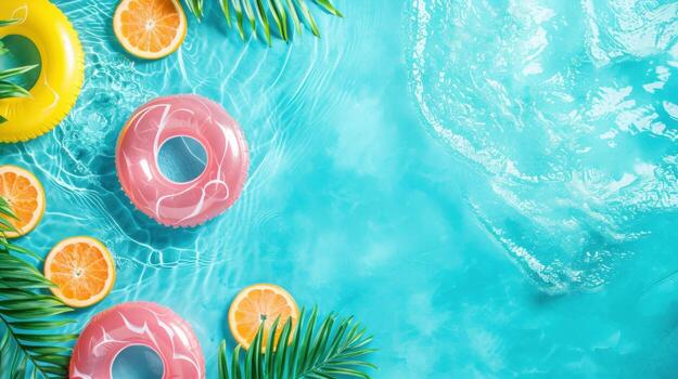 Vibrant summer pool party water and sun backdrop